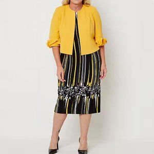 Maya Brooke 2-piece Jacket Dress 20W NWT Yellow & Black
